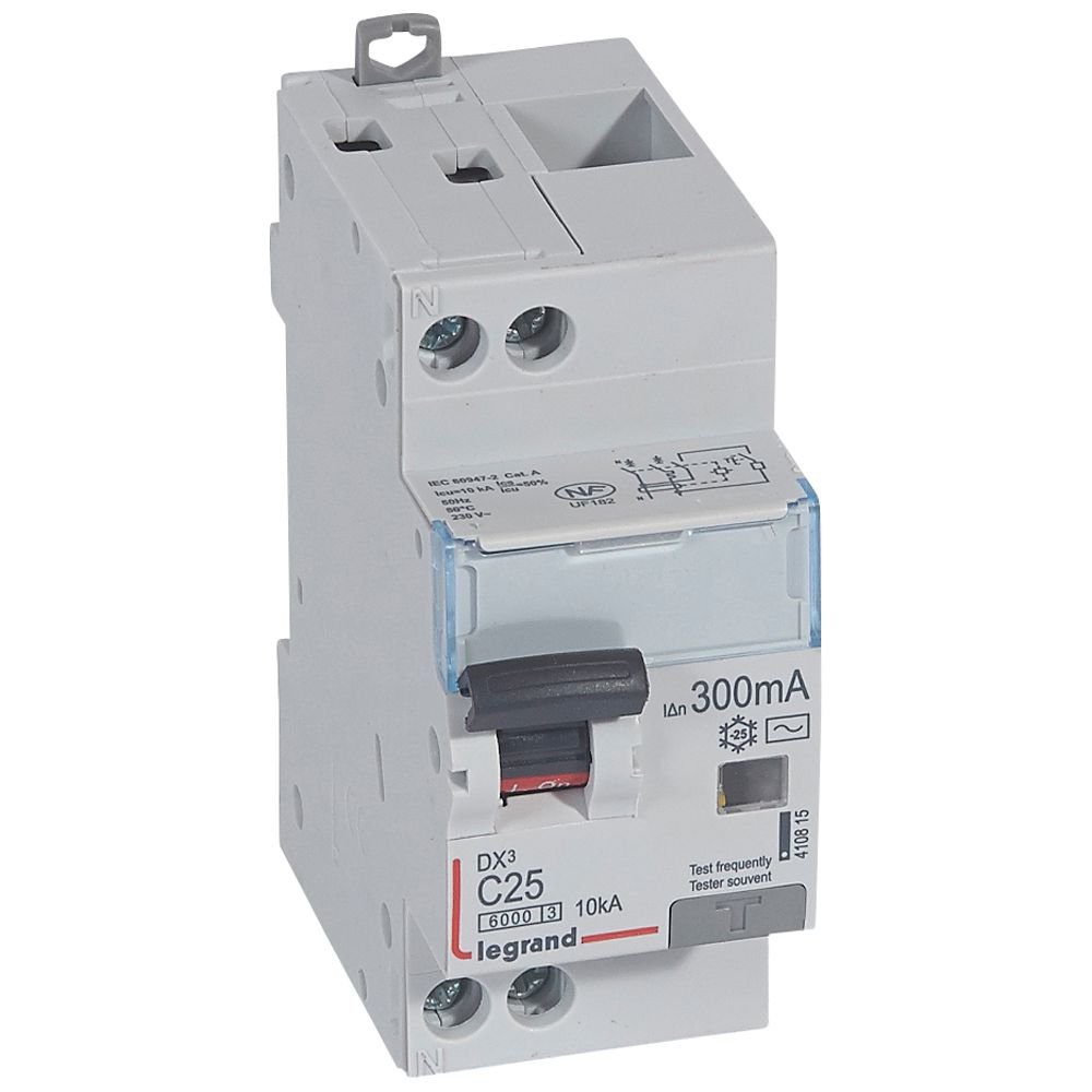 Disjoncteur différentiel Legrand DX³ 25A 300mA Type AC 1P+N 410815