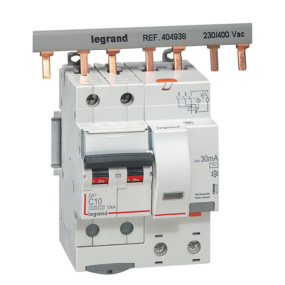 Disjoncteur différentiel Legrand DX3 2P C10 Type AC 30mA 4M 411157