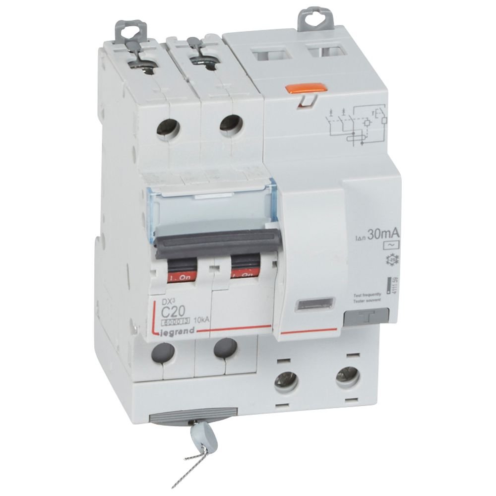 Disjoncteur différentiel Legrand DX3 2P C20 Type AC 30mA 4M 411159
