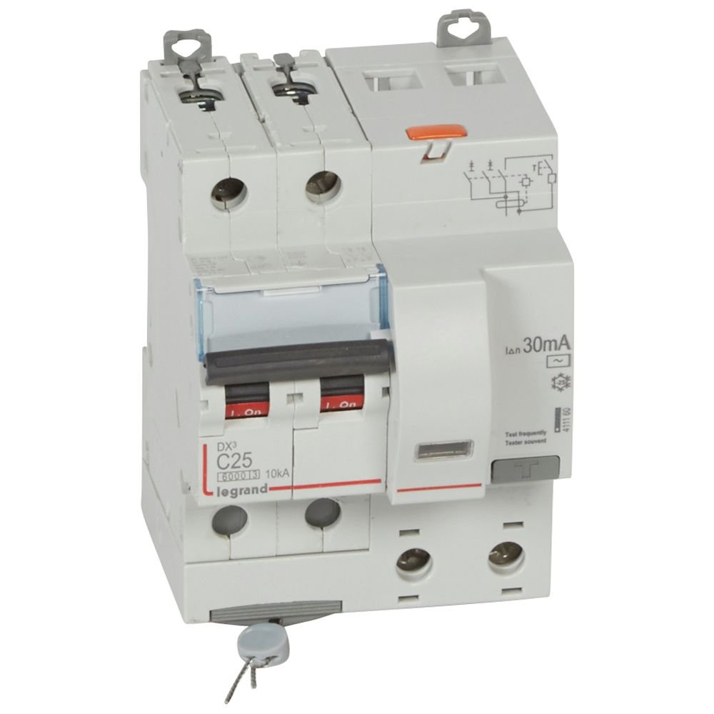 Disjoncteur différentiel Legrand DX3 2P C25 Type AC 30mA 4M 411160