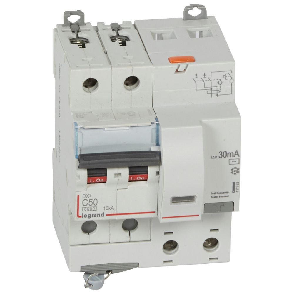 Disjoncteur différentiel Legrand DX3 2P C50 Type AC 30mA 4M 411163