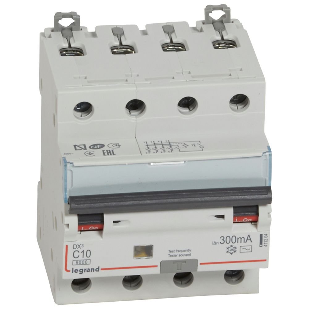 Disjoncteur différentiel Legrand DX3 4P C10 300mA Type AC