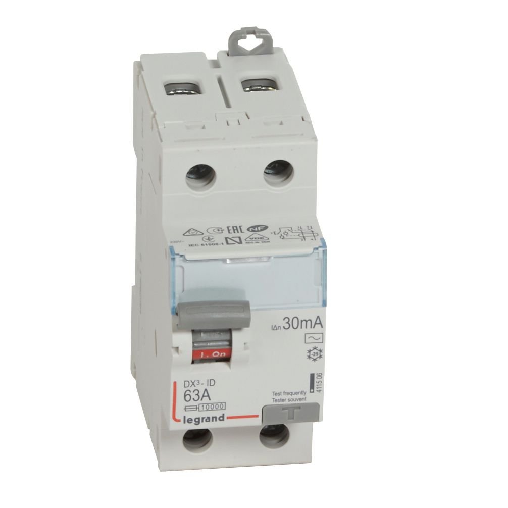 Interrupteur différentiel Legrand DX³-ID 2P 63A AC 30mA 411506