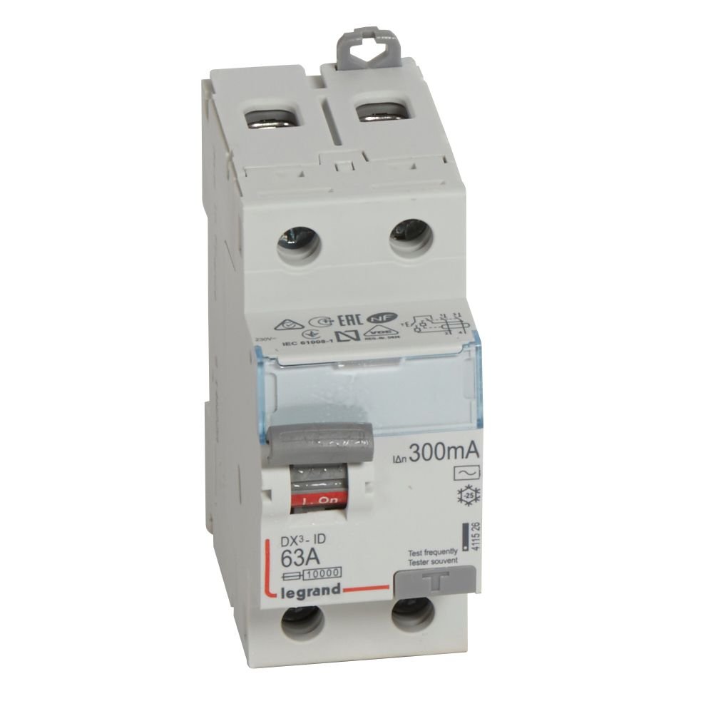 Interrupteur différentiel Legrand DX³-ID 2P 63A AC 300mA 411526