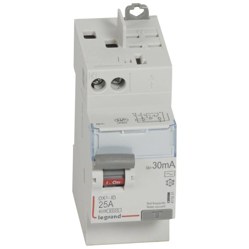 Interrupteur différentiel Legrand DX³-ID 2P 25A AC 30mA TGA 411631