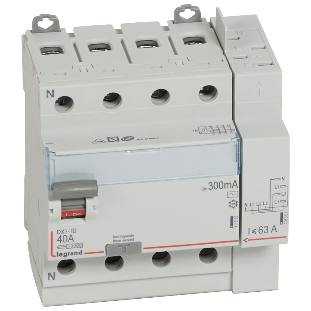 Interrupteur différentiel Legrand DX3-ID 4P 40A AC 300mA
