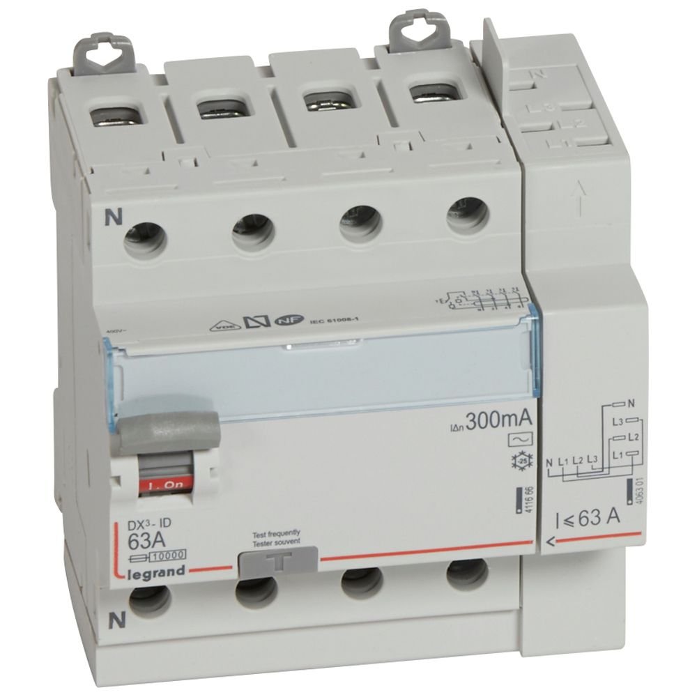 Interrupteur différentiel Legrand DX3-ID 4P 63A AC 300mA