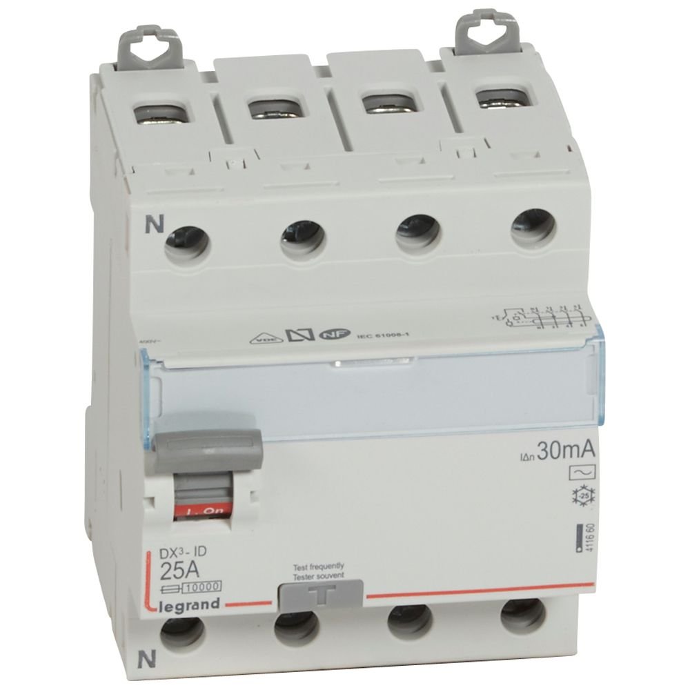 Interrupteur différentiel Legrand DX3-ID 4P 25A AC 30mA
