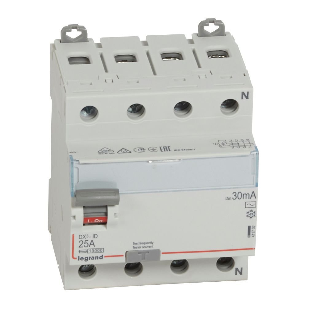 Interrupteur différentiel Legrand DX3-ID 4P 25A AC 30mA