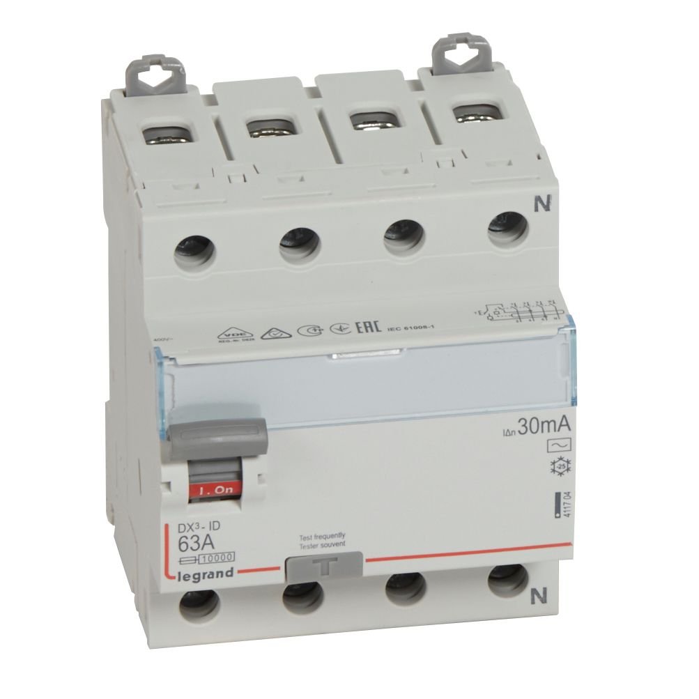 Interrupteur différentiel Legrand DX3-ID 4P 63A AC 30mA