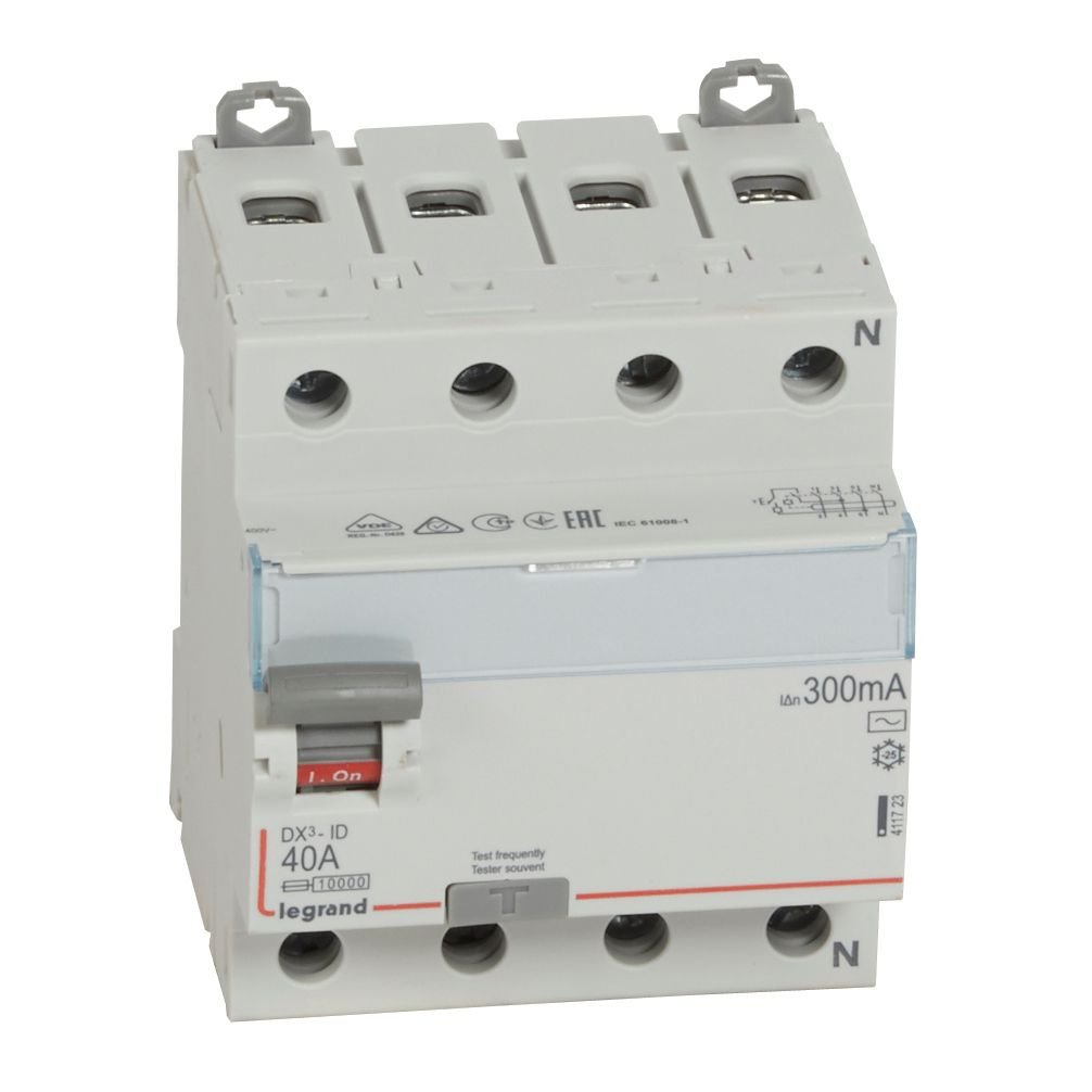 Interrupteur différentiel Legrand DX3-ID 4P 40A AC 300mA