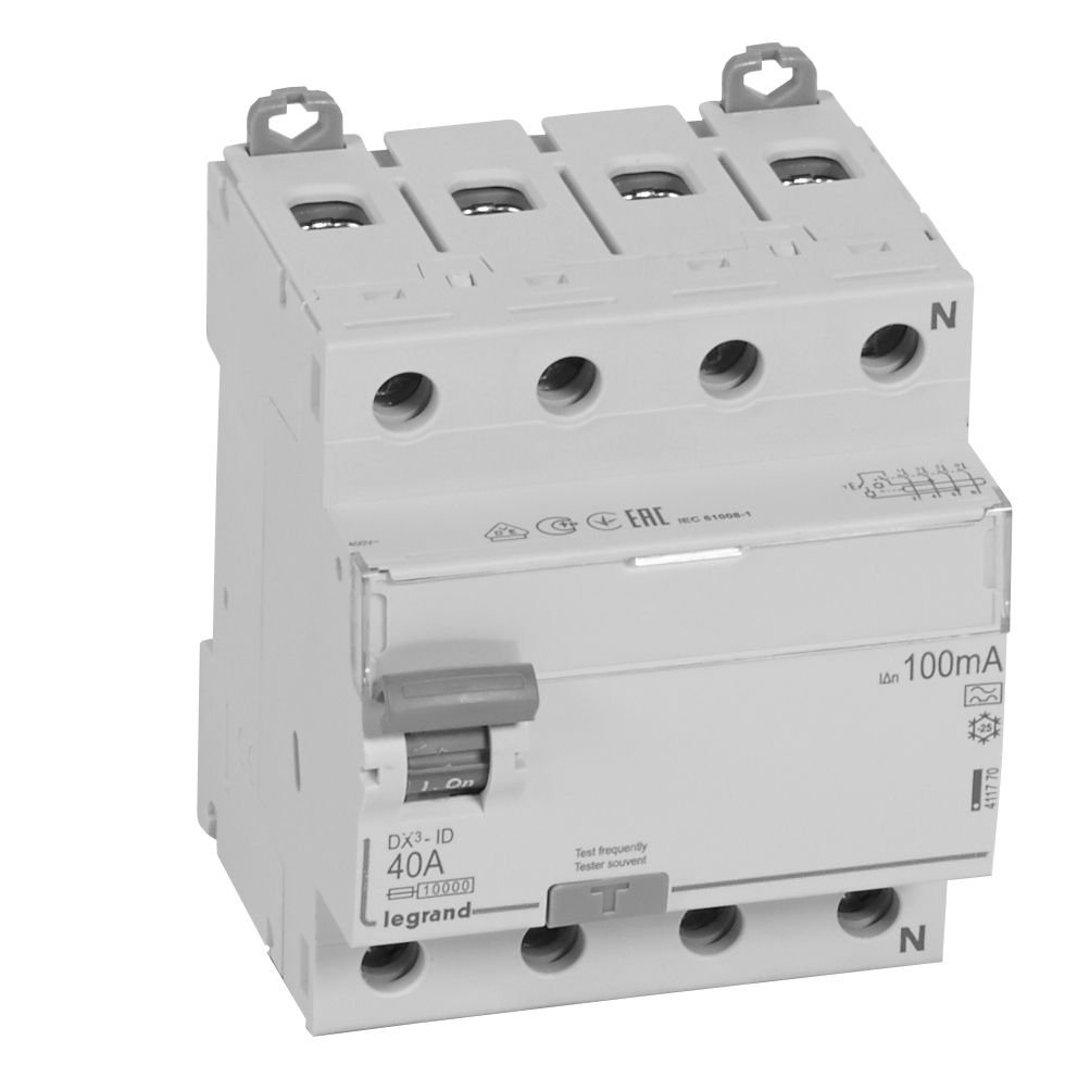 Interrupteur différentiel Legrand DX3-ID 40A 100mA Type A 4P 411770