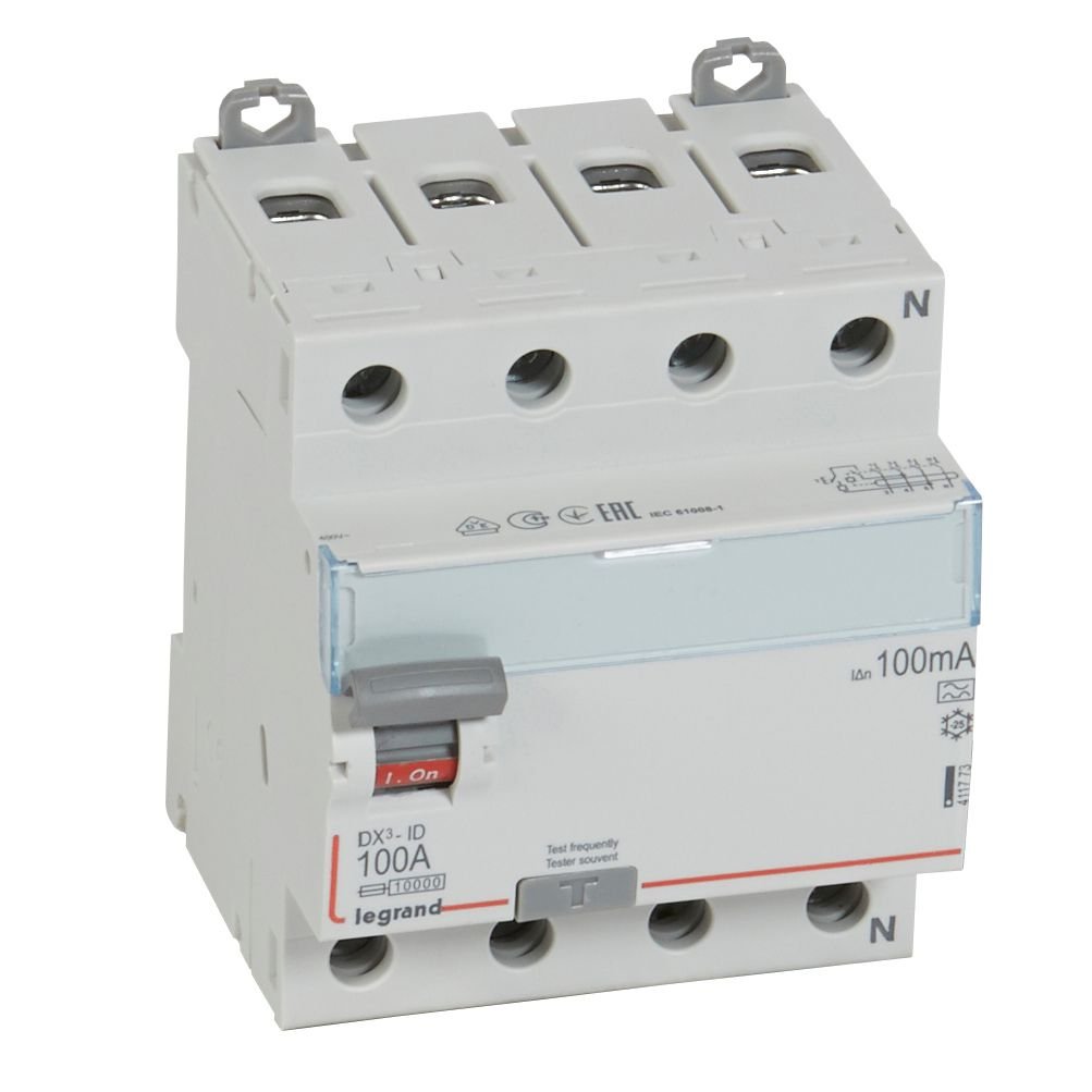 Interrupteur différentiel Legrand DX3-ID 100A 100mA Type A 4P 411773