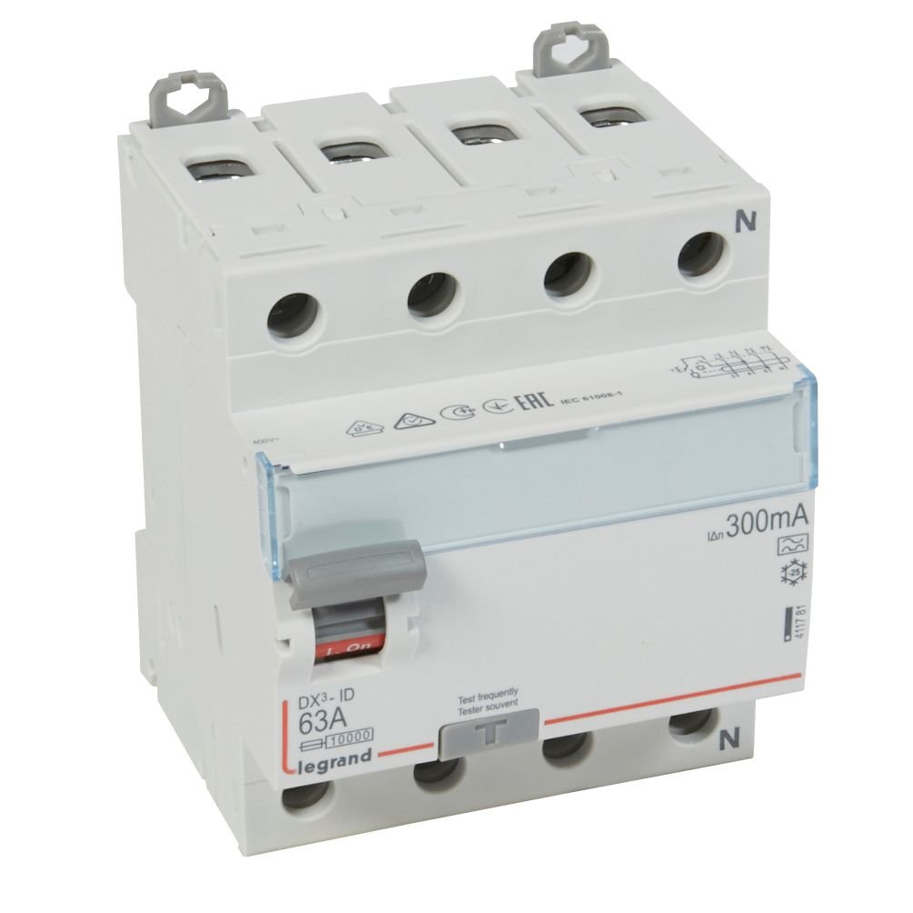 Interrupteur différentiel Legrand DX3-ID 63A 300mA Type A 4P 411781