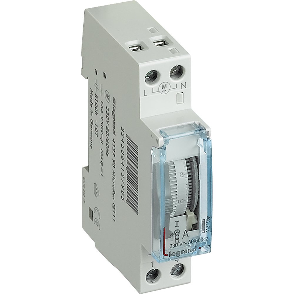 Interrupteur horaire Legrand Lexic journalier 1 module réserve 100 h 412790