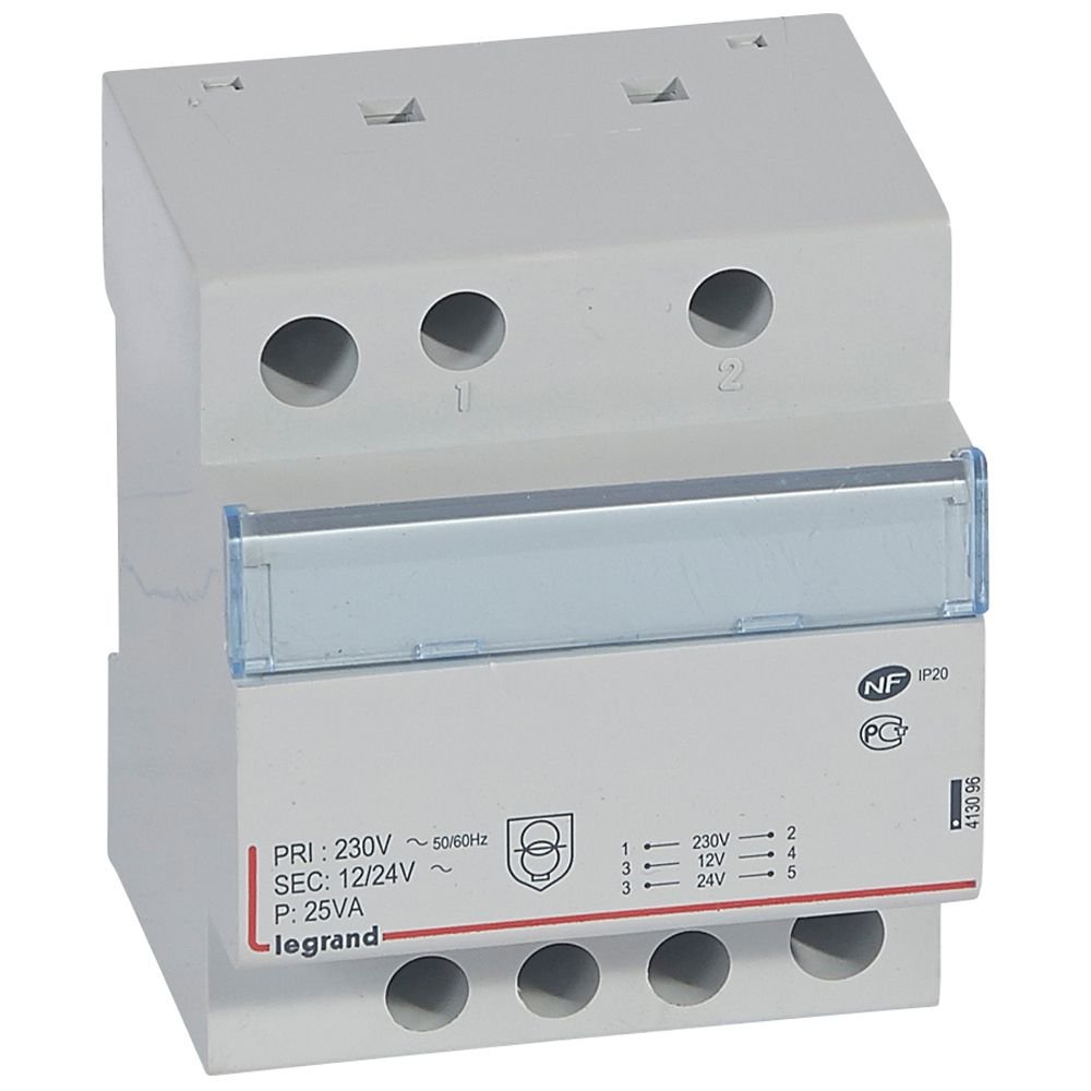 Accessoire de raccordement TRANSFO DE SECURITE 12/24 25VA protection électrique Legrand 413096