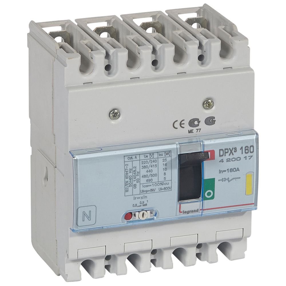 Disjoncteur de puissance DPX3 160 MT 4P 160A 16KA DPX³ Legrand 420017