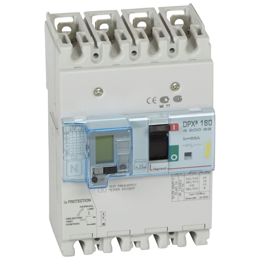 Disjoncteur de puissance DPX3 160 MT+DIFF 4P 63A 16KA DPX³ Legrand 420033