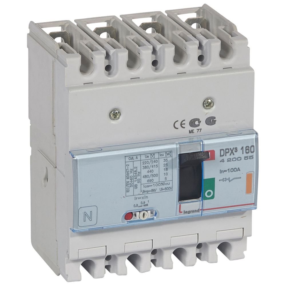 Disjoncteur de puissance DPX3 160 MT 4P 100A 25KA DPX³ Legrand 420055