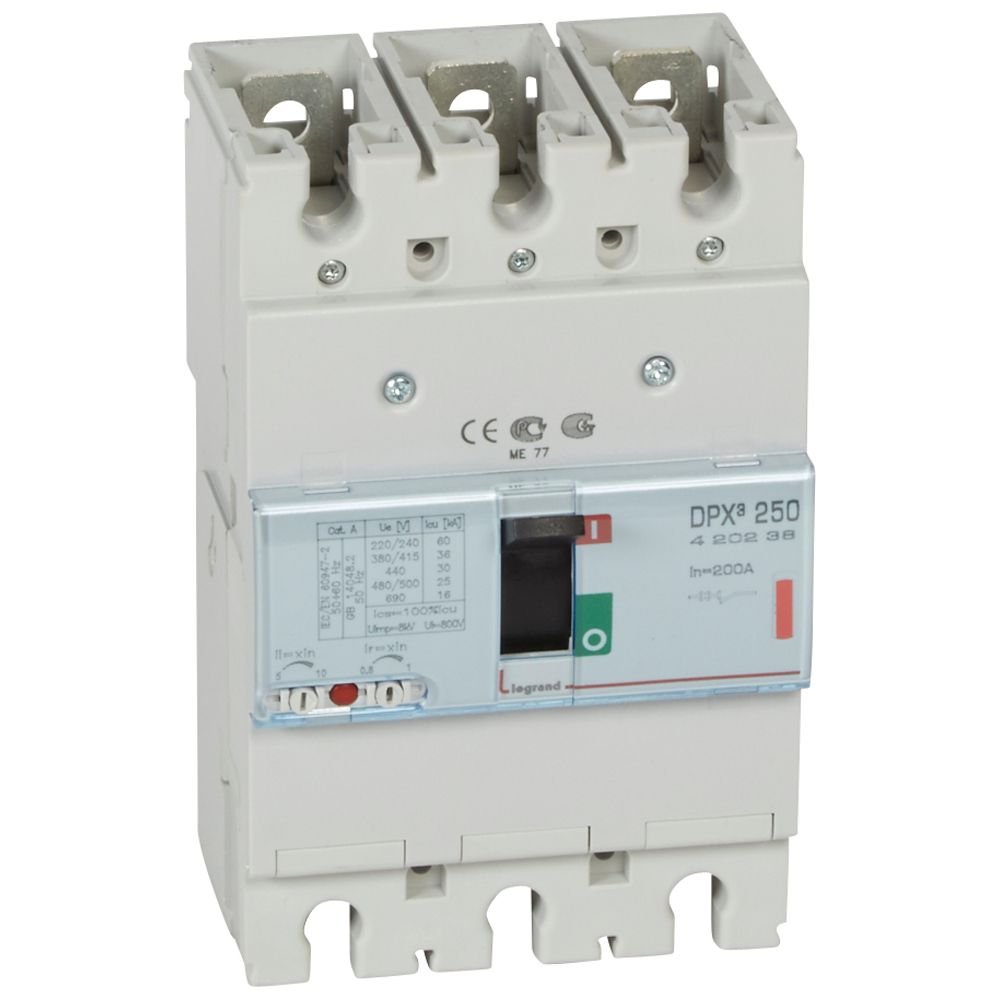 Disjoncteur de puissance DPX3 250MT 3P 200A 36KA DPX³ Legrand 420238