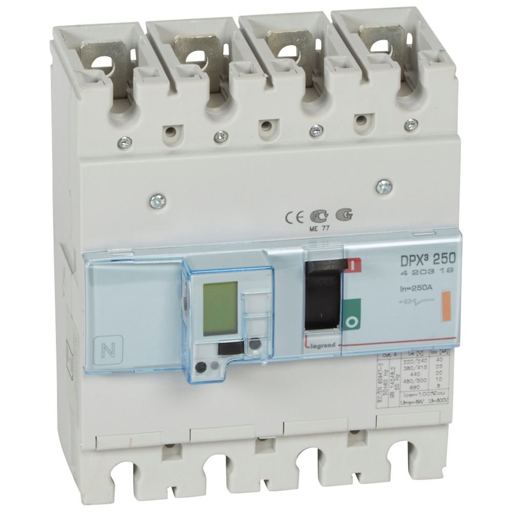 Disjoncteur de puissance DPX3 250ELE4P 250A 25KA DPX³ Legrand 420319