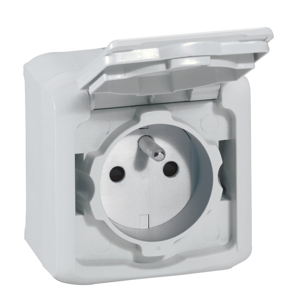 PRISE blanc 2P+T 16A gris Forix IP44 Legrand 782395