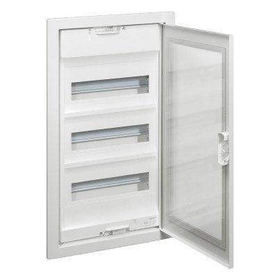Coffret Porte Vitre Metal Encastré 3R 12 Modules 555 × 330 × 90 mm Blanc IP30 IK07 NEDBOX 001453
