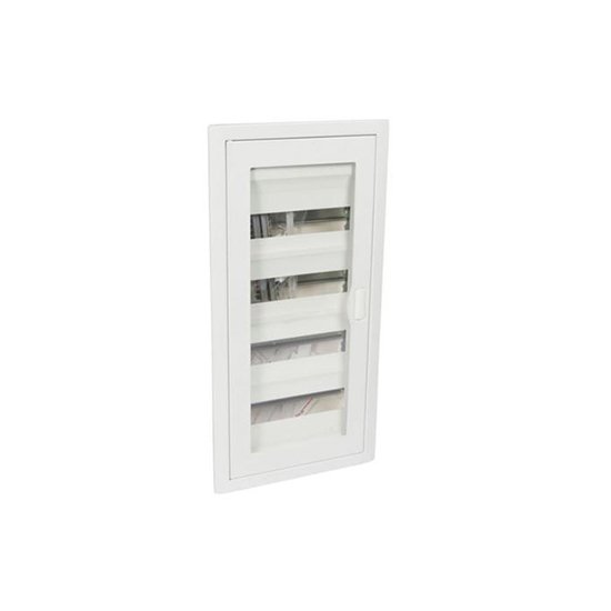 Coffret Porte Vitre Metal Encastré 4R 12 Modules 680 × 330 × 90 mm Blanc IP30 IK07 NEDBOX 001454