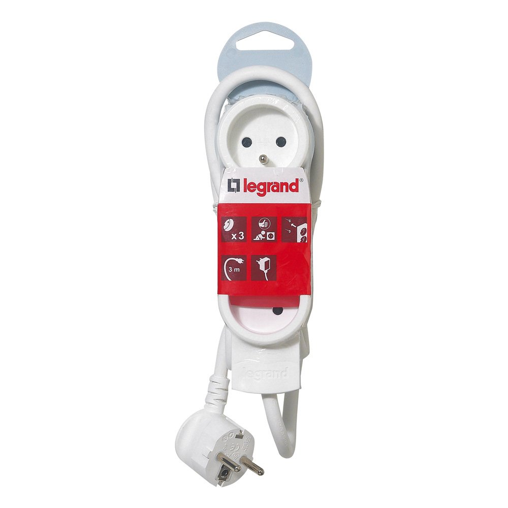 Rallonge Multiprise a Puit 3 m 3 × 2p+t 230V 3500W 16A Blanc Gris 050052