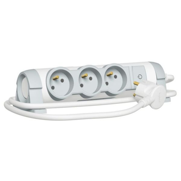 Rallonge Multiprise Rotatif 1.5 m 3 × 2p+t 230V 3500W 16A Blanc Gris 050071