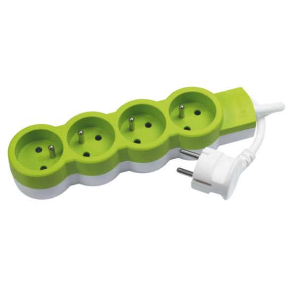 Rallonge Multiprise a Puit 1.5 m 4 × 2p+t 230V 3500W 16A Vert 050206