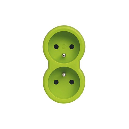 Multiprise Double Sortie 2 × 2p+t 230V 3500W 16A Vert Biplite 050501
