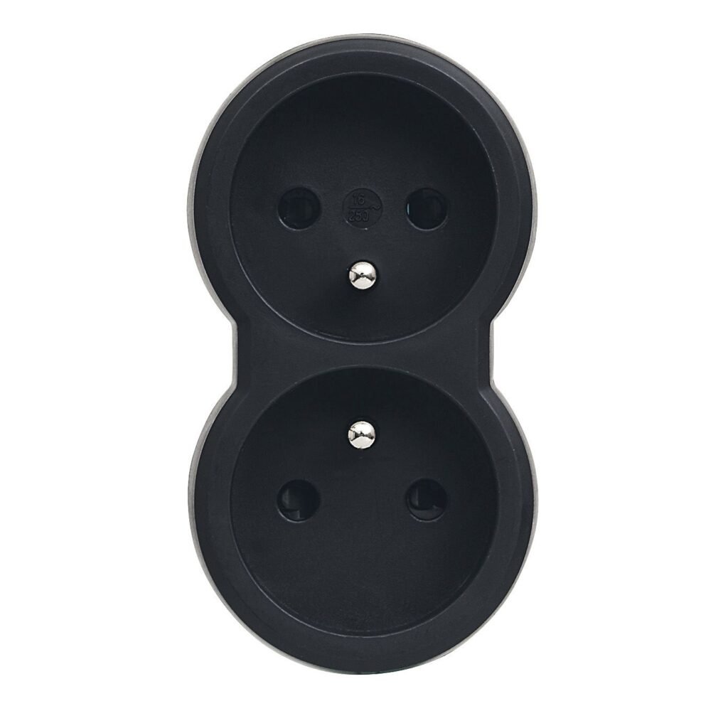 Multiprise Double Sortie 2 × 2p+t 230V 3500W 16A Noir Biplite 050504
