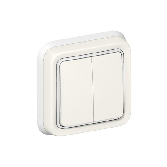 Interrupteur Double Va Et Vient Encastré 1P 230V 10A Blanc PLEXO 069855