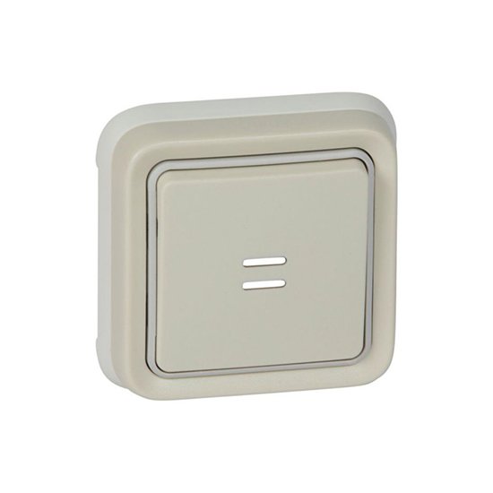 Poussoir Inv Etanche No+nc Lumineux Complet Encastré 1P 230V 10A Blanc PLEXO 069861