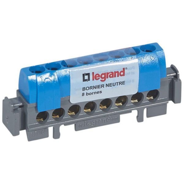 Bornier De Neutre 8 Borne 230V 76A Bleu LEXIC 092791