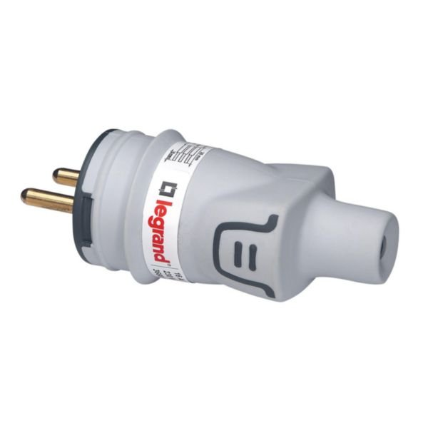 Fiche Male Sortie Laterale 2p+t 230V 3500W 16A Gris PLEXO 093828