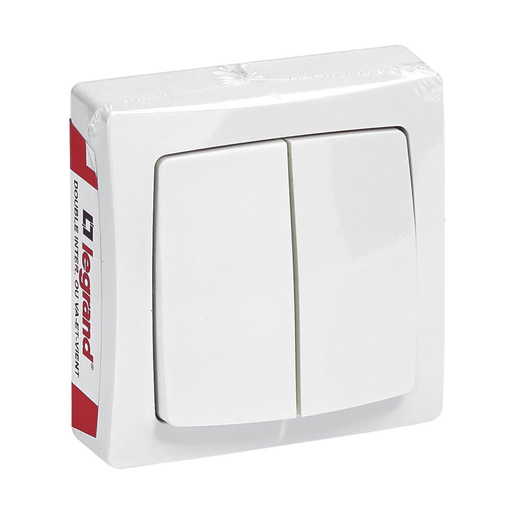 Interrupteur Double Va Et Vient Apparent 1P 230V 10A Blanc Saillie 097602