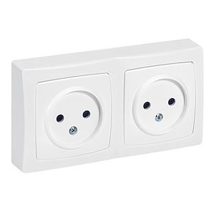 Prise De Courant Double Complet Apparent 2 × 2P 230V Blanc Saillie 097628