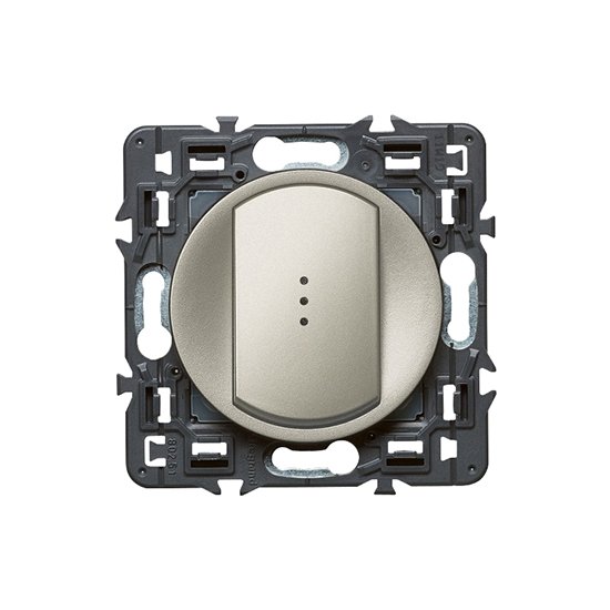 Poussoir Simple Soft Lumineux À Composer 1P 230V 6A Titane CELIANE 099516