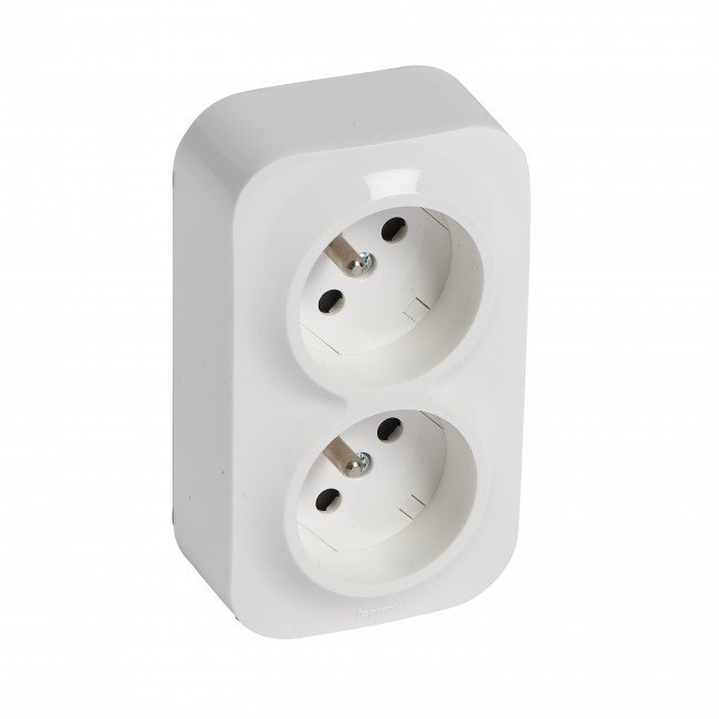 Prise De Courant Double Complet Apparent 2 × 2p+t 230V 3500W 16A Blanc Forix 782439