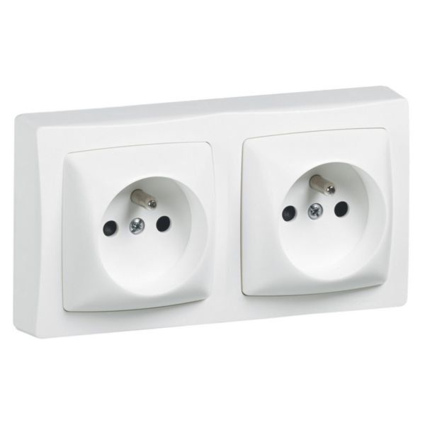 Prise De Courant Double Surf Complet Apparent 2 × 2p+t 230V Blanc Saillie 097629