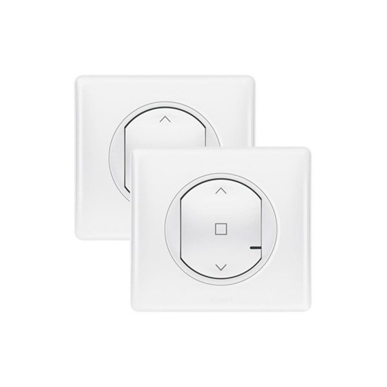 Interrupteur Volet Roulant Commande Sans Fil Et Ineterrupteur Type Ac Complet Encastré 1P 2 Modules 100-240v 500W 2A Blanc CELIANE 067636
