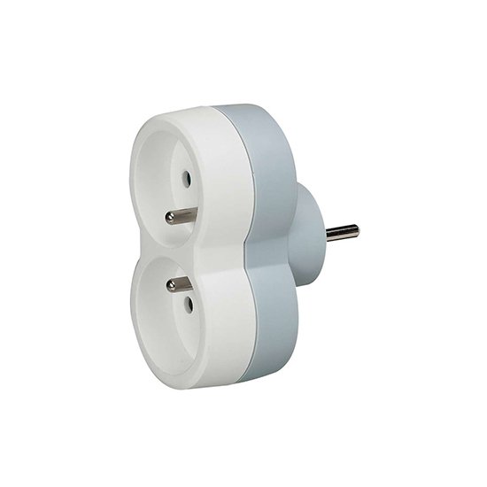 Mutliprise Double Sortie 2 × 2p+t 230V 3500W 16A Blanc Gris Biplite 050638