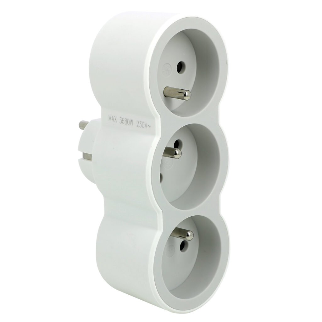 Multiprise Triple Sortie 3 × 2p+t 230V 3500W 16A Blanc Gris Triplite 049433