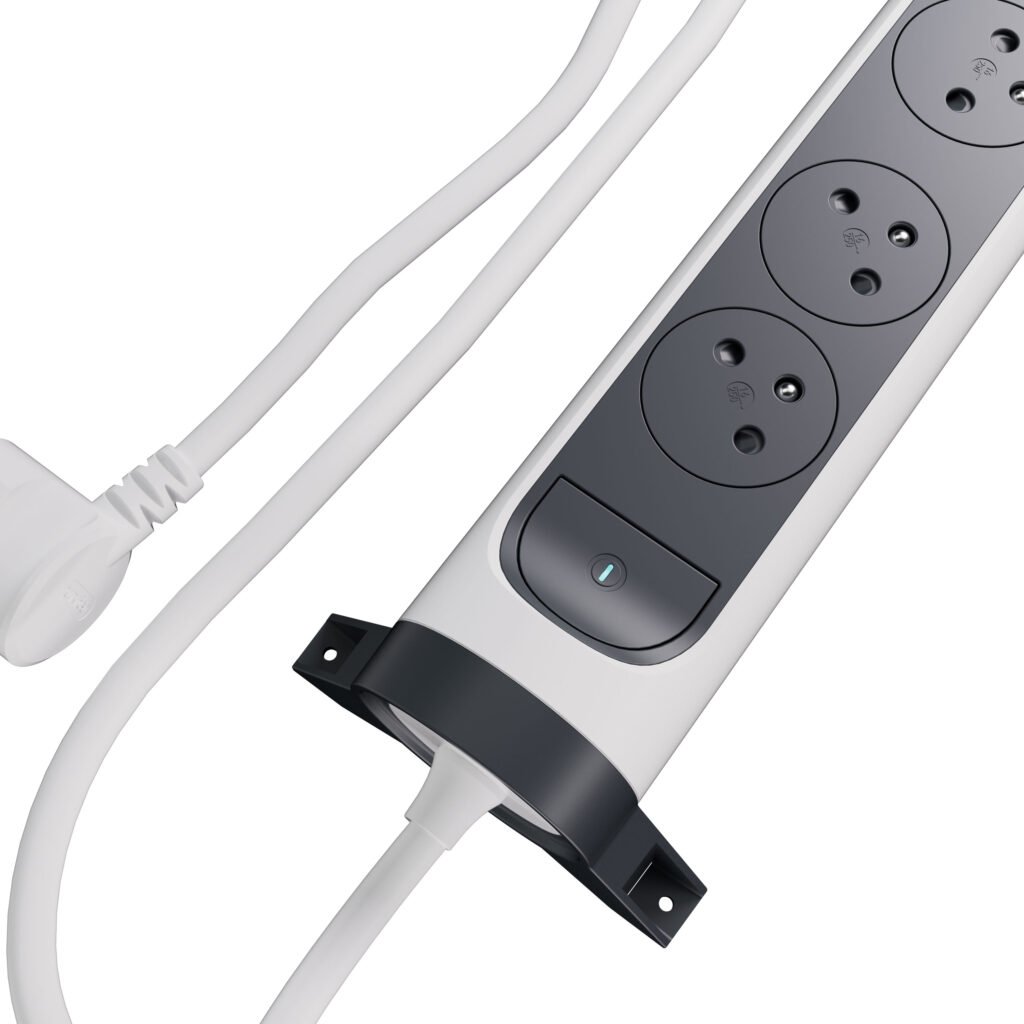 Rallonge Multiprise Bloc Rotatif Avec Interrupteur 1.5 m 4 × 2p+t 230V 3500W 16A Blanc Gris Fonce 049446
