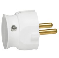 Fiche Male Sortie Laterale Extra Plate 2P 230V 3500W 16A Blanc 050183