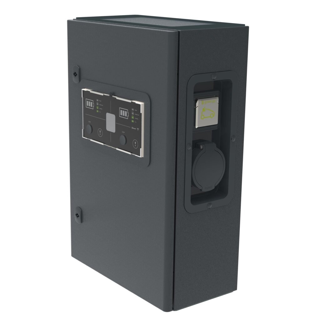 Borne De Recharge Tri Pour Deux Vehicule Elec Mode 2 Et 3 230V 32A IP55 Ik10 GREENUP 058015