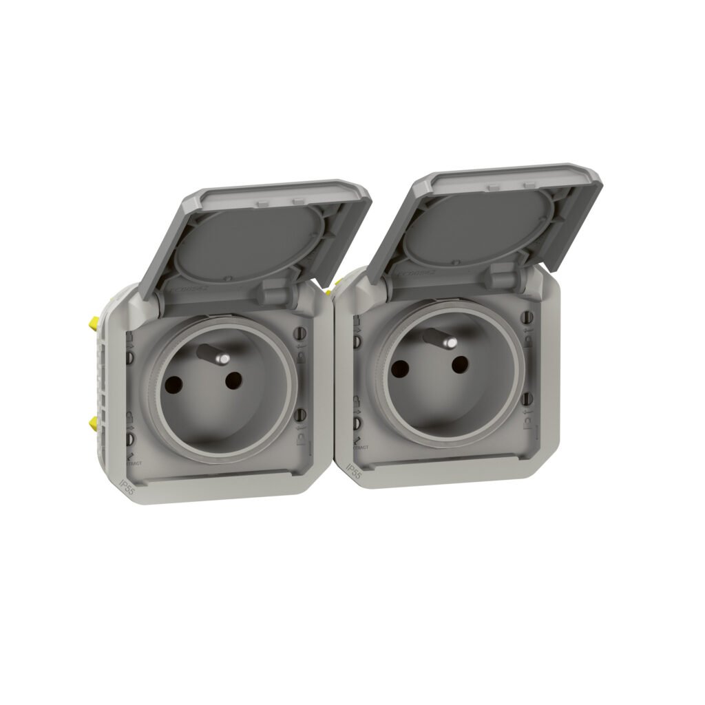 Prise De Courant À Composer 2 × 2p+t 230V 3500W 16A Gris PLEXO 069562