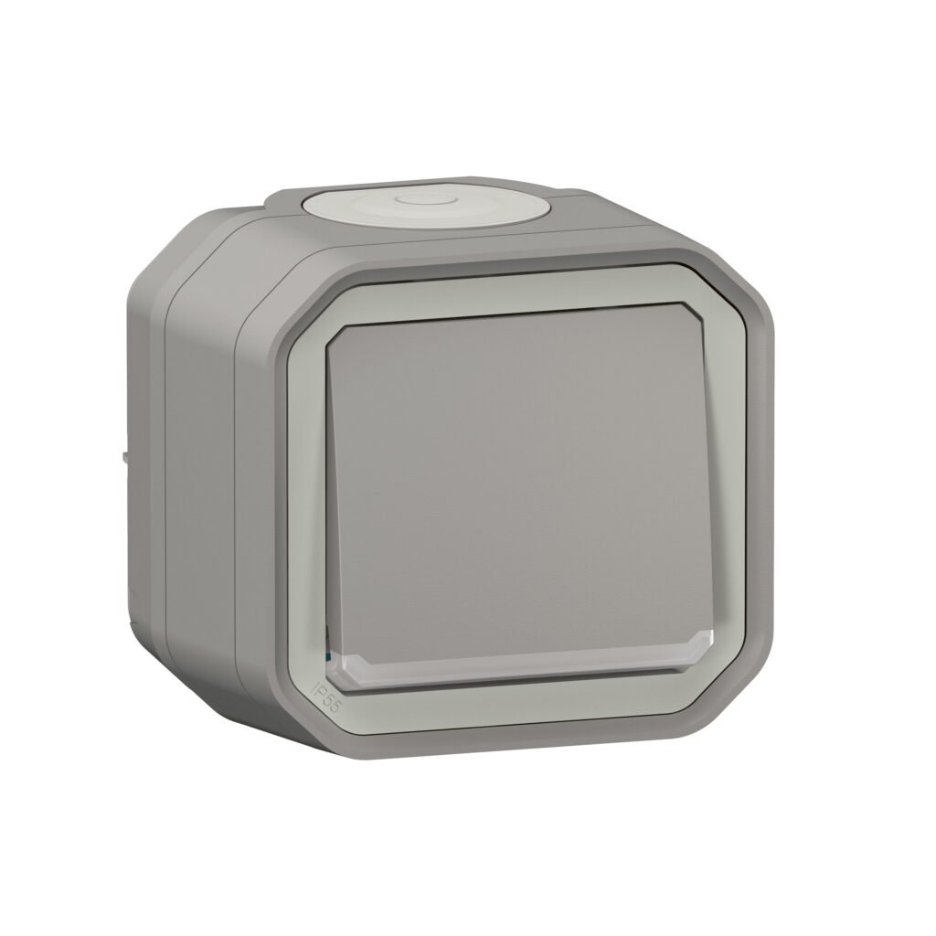 Interrupteur va-et-vient va-et-vient 10AX TEMOIN gris saillie Plexo Legrand 069712L